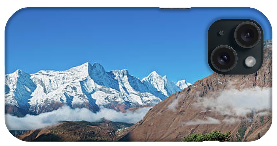 Scenics iPhone Case featuring the photograph Tranquil Mountain Dawn Peaks Panorama by Fotovoyager