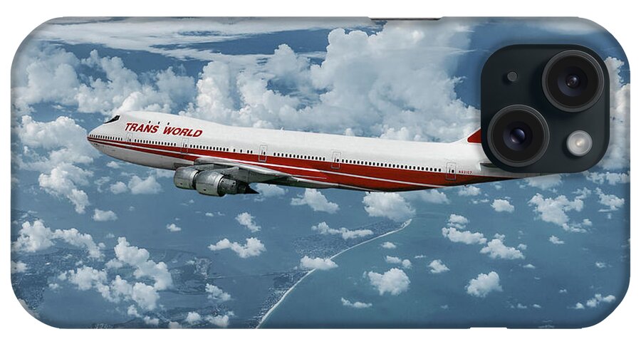 Trans World Airlines iPhone Case featuring the mixed media Trans World Airlines Boeing 747-131 by Erik Simonsen