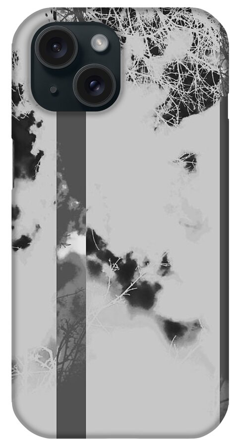 Monochrome iPhone Case featuring the photograph Monochrome Tree Clouds Stripes by Itsonlythemoon