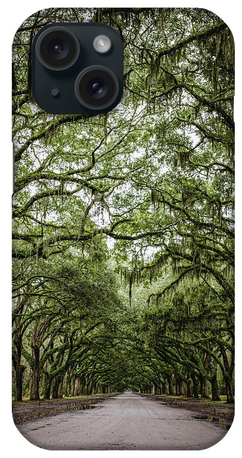Tree iPhone Case featuring the photograph Tree Tunnel On Country Road, Wormsloe Historic Site, Savannah, Georgia by Cavan Images