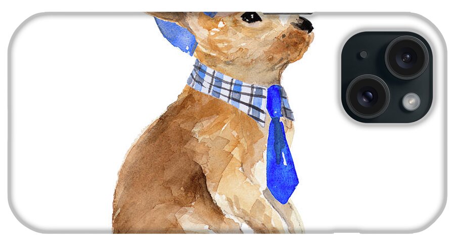 Trendy iPhone Case featuring the painting Trendy Meadow Buddy I (ball Cap And Tie) by Lanie Loreth