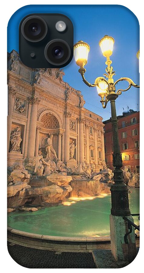 Built Structure iPhone Case featuring the photograph Trevi Fountain At Night, Rome, Italy by Walter Bibikow