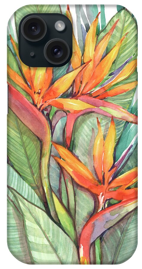 Coastal & Tropical iPhone Case featuring the painting Tropical Botanical Paradise II by Tim O'toole