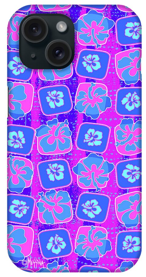 Tropical Hibiscus Icons iPhone Case featuring the digital art Tropical Hibiscus Icons by Messina Graphix