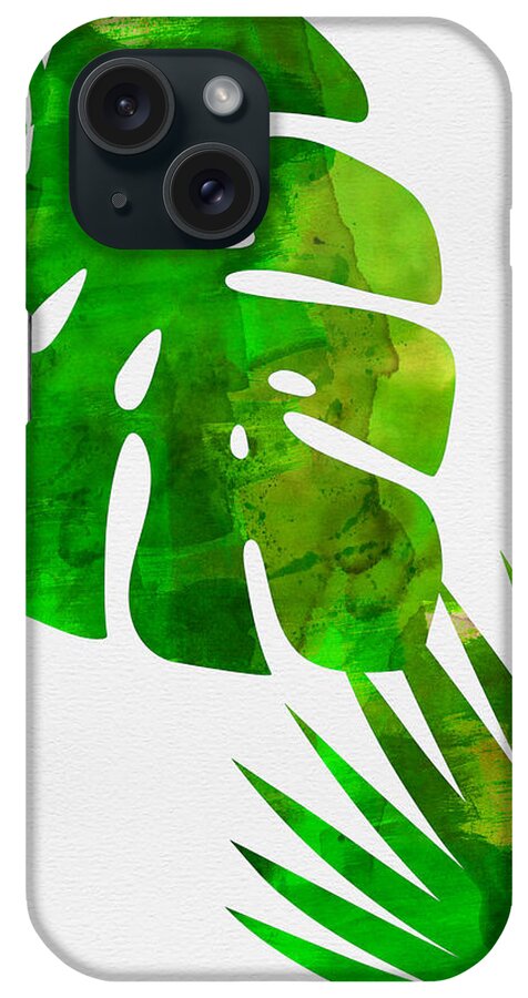 Tropical Leaf iPhone Case featuring the mixed media Tropical Monstera by Naxart Studio