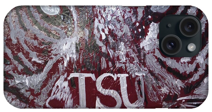 Tsu Maroon And Grey iPhone Case featuring the painting TSU Soul by Femme Blaicasso