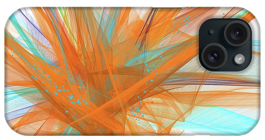 Turquoise Art iPhone Case featuring the painting Turquoise And Orange Art by Lourry Legarde