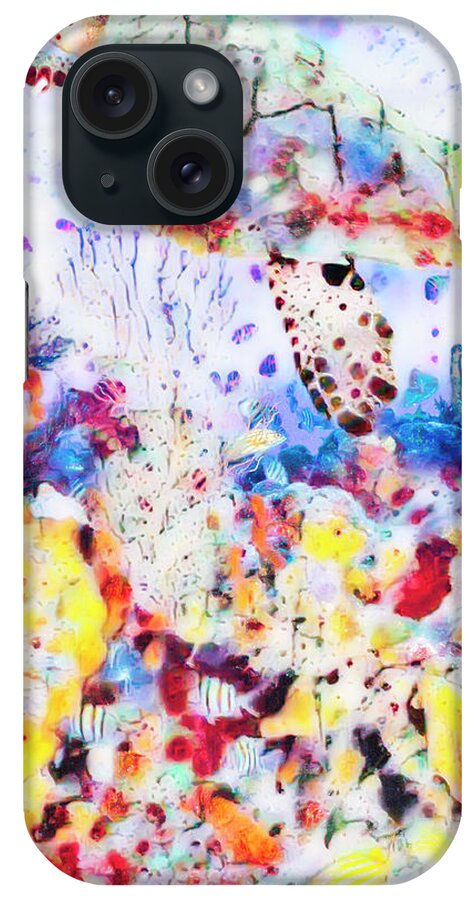 Atlantic iPhone Case featuring the photograph Turtle at the Reef Abstract Watercolors by Debra and Dave Vanderlaan