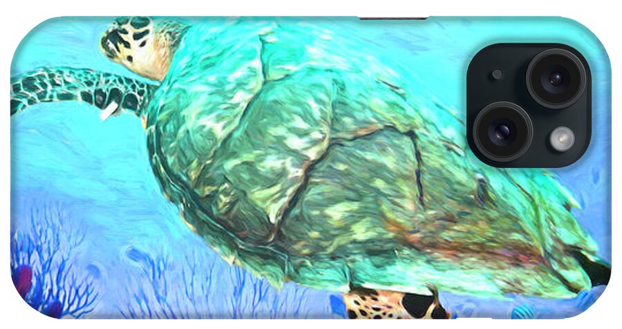 Atlantic iPhone Case featuring the photograph Turtle at the Reef Oil Painting by Debra and Dave Vanderlaan