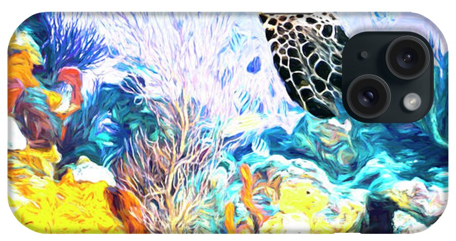 Atlantic iPhone Case featuring the photograph Turtle at the Reef Painting by Debra and Dave Vanderlaan