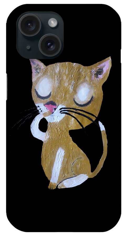 Pussy Cat iPhone Case featuring the painting Tweet Puttycat by Denise Morgan