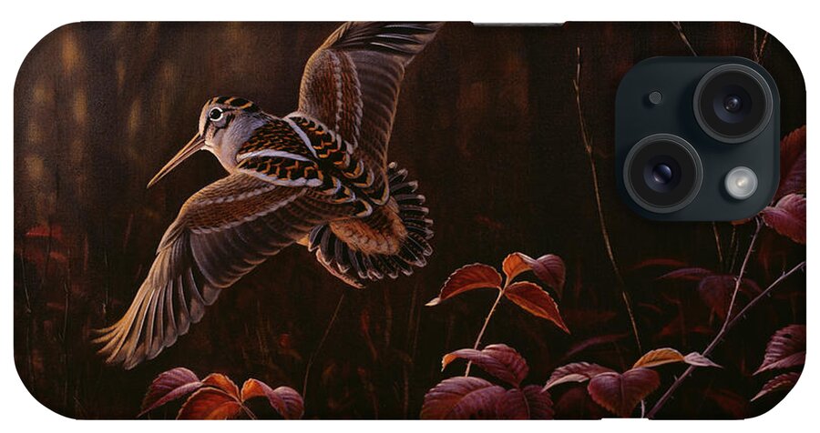 A Woodcock In Flight iPhone Case featuring the painting Twittering Wings by Wilhelm Goebel