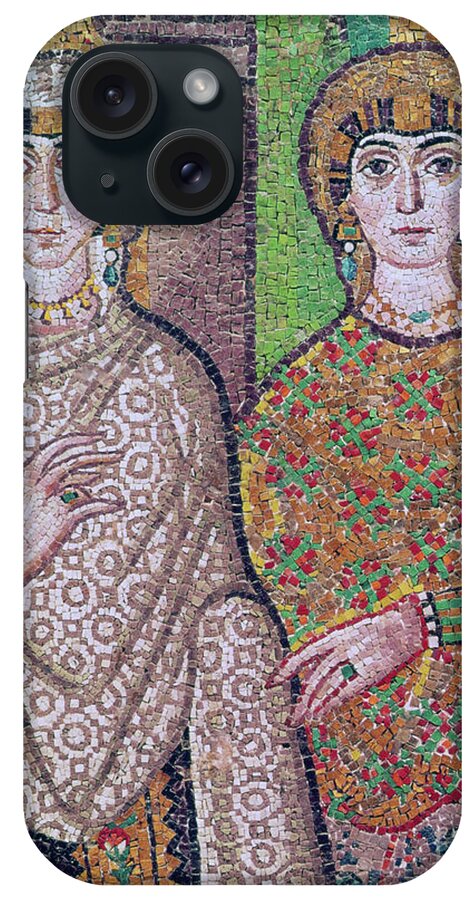 Mosaic Art iPhone Case featuring the photograph Two Attendant Ladies Of The Empress Theodora Mosaic by Byzantine School