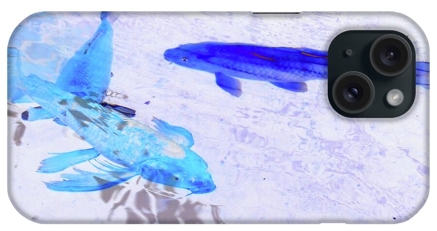 Two Blue Fish iPhone Case featuring the digital art Two Blue Fish by Tom Kelly
