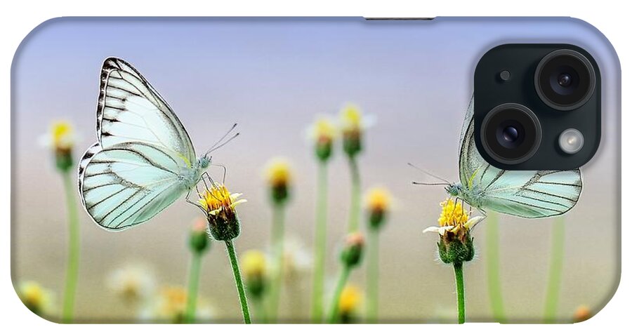  iPhone Case featuring the photograph Two butterflies by Top Wallpapers