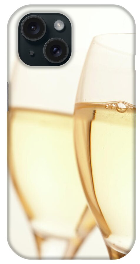 White Background iPhone Case featuring the photograph Two Glasses Of White Wine by Ross Durant Photography