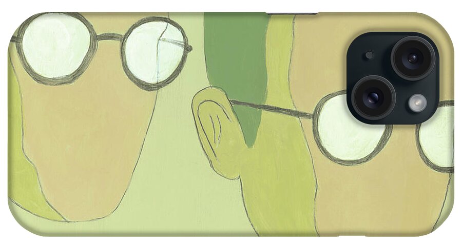 Accessories iPhone Case featuring the drawing Two People with Glasses by CSA Images