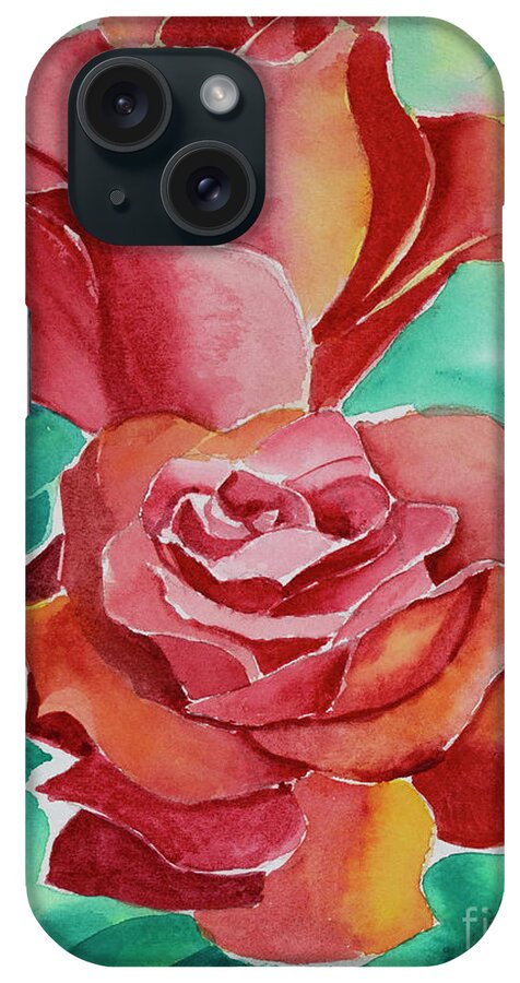 Roses iPhone Case featuring the painting Two Roses by Allison Ashton