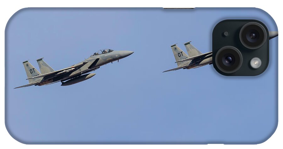 Boeing iPhone Case featuring the photograph Two U.s. Air Force F-15 Eagles Run by Rob Edgcumbe