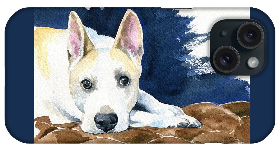 Dog iPhone Case featuring the painting Ty Dog Portrait by Dora Hathazi Mendes