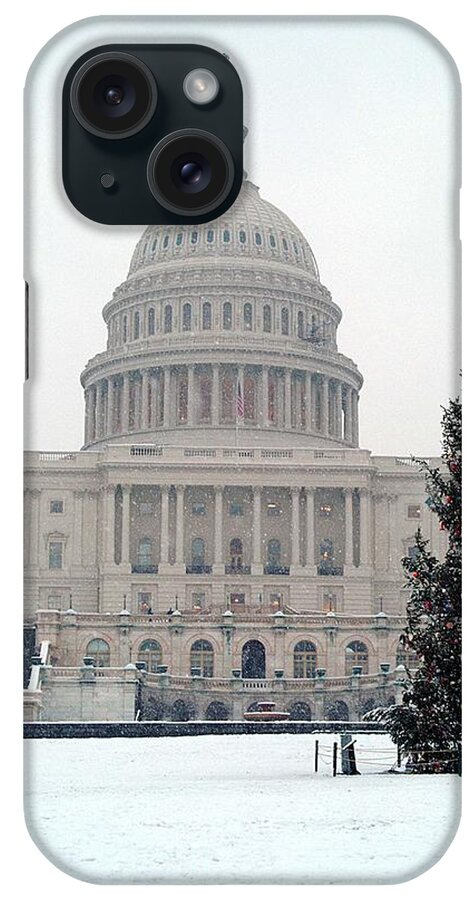Christmas iPhone Case featuring the painting U S Capitol Christmas Tree 3 by Celestial Images