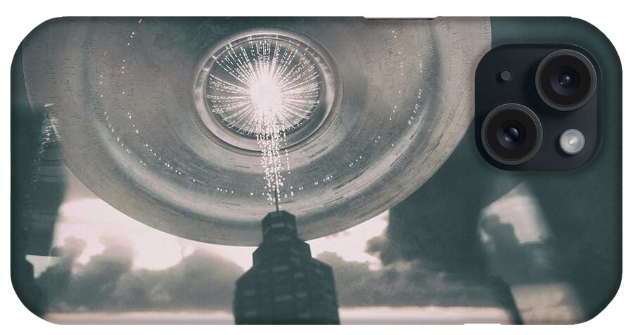 Nobody iPhone Case featuring the photograph Ufo Above Skyscraper by Ktsdesign/science Photo Library