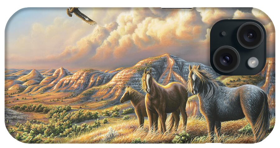 Animals iPhone Case featuring the painting Under Wild Skies by Chuck Black