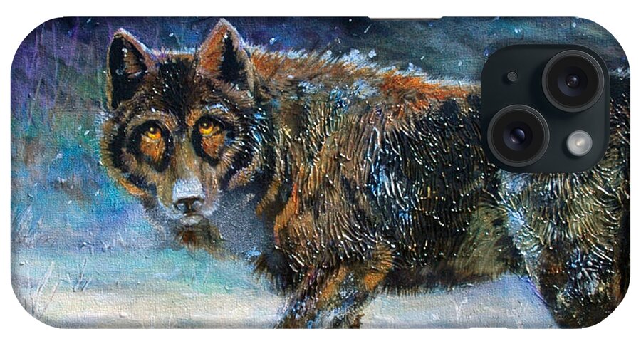 Wolf iPhone Case featuring the painting Unexpected Encounter by Cynthia Westbrook