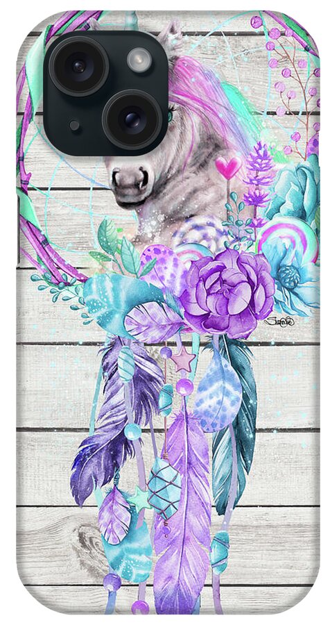 Unicorn Dream Catcher iPhone Case featuring the mixed media Unicorn Dream Catcher by Sheena Pike Art And Illustration