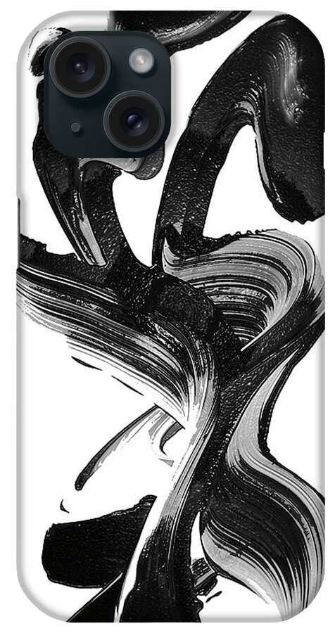 Black iPhone Case featuring the painting Unique Black And White Abstract Art - Black Beauty 7 - Sharon Cummings by Sharon Cummings