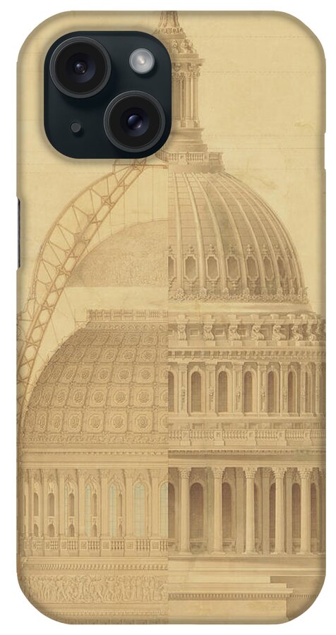 Thomas Ustick Walter iPhone Case featuring the drawing United States Capitol, Section of Dome, 1855 by Thomas Ustick Walter
