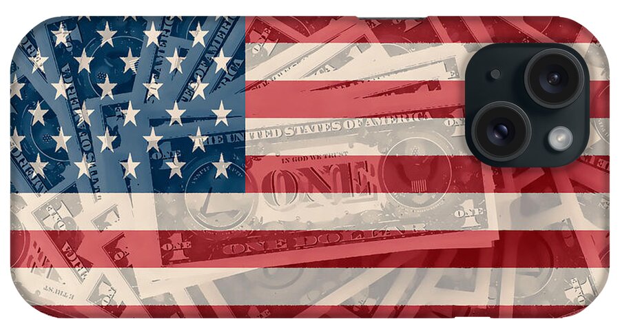 United States One Dollar Bill iPhone Case featuring the painting United States One Dollar Bill by Jeelan Clark