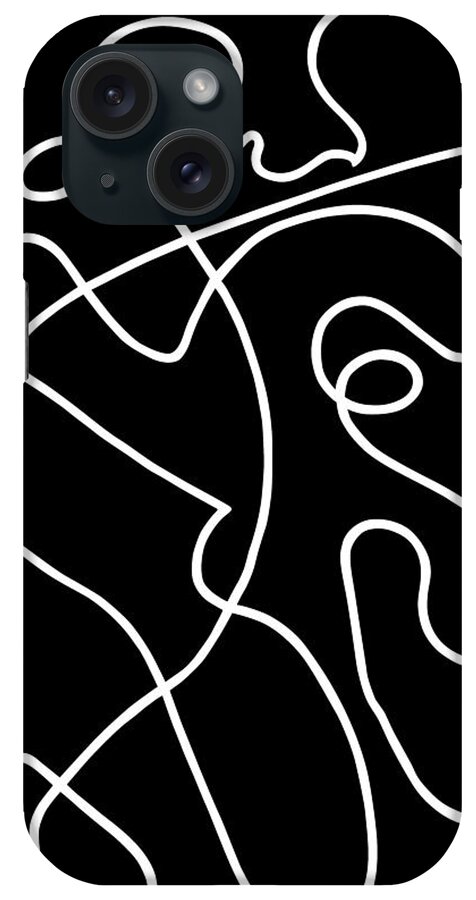 Nikita Coulombe iPhone Case featuring the painting Untitled I white line on black background by Nikita Coulombe