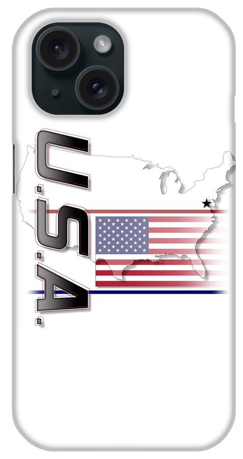 U.s.a. iPhone Case featuring the digital art U.S.A. Vertical Print by Rick Bartrand