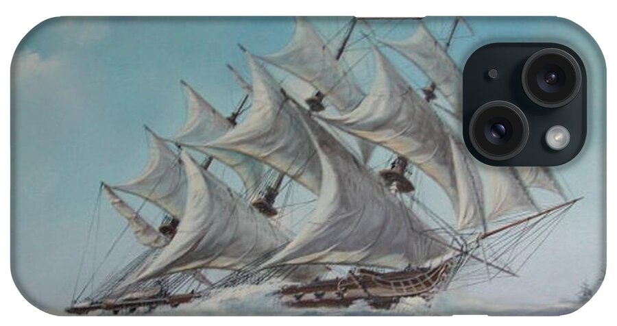 Uss Constellation iPhone Case featuring the painting USS Constellation by Teresa Trotter