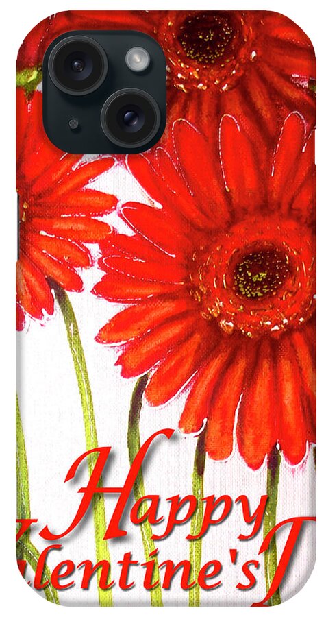 Valentine Gerbera Flowers iPhone Case featuring the painting Valentine Gerbera Flowers by Cherie Roe Dirksen