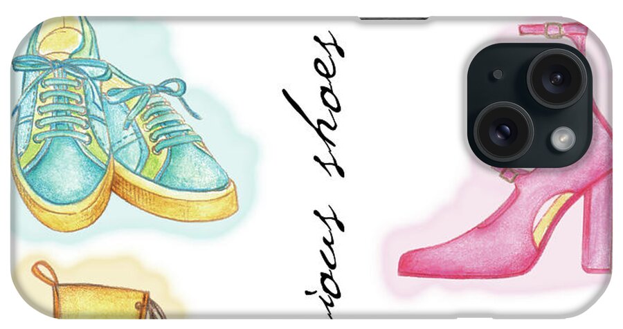 Shoes iPhone Case featuring the painting Various Shoes 3 by Maria Trad