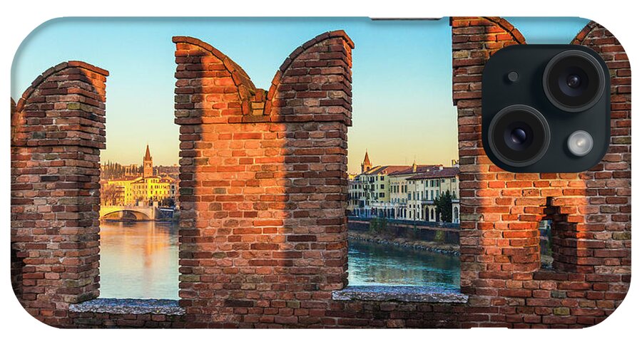 Estock iPhone Case featuring the digital art Veneto, Verona, Castelvecchio, Italy by Manfred Bortoli