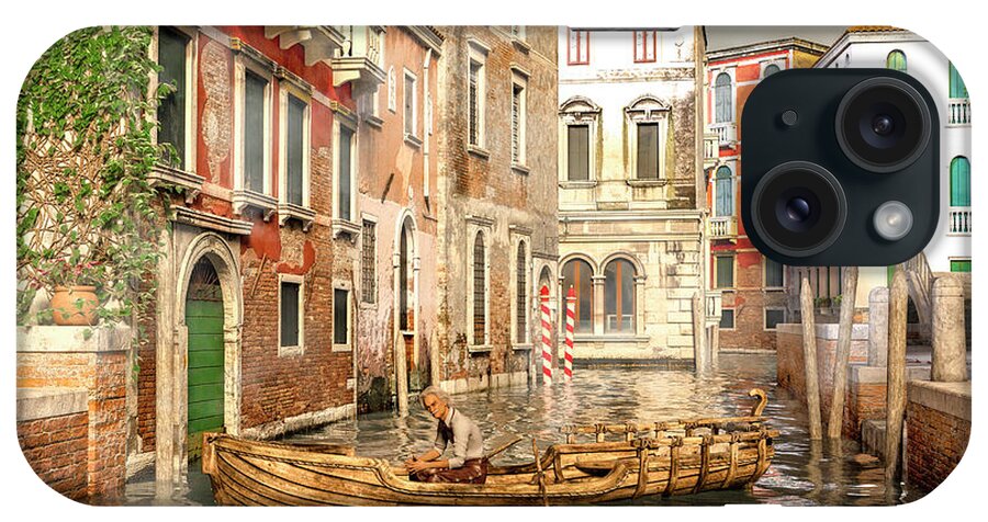 Venice iPhone Case featuring the digital art Venice The Little Yellow Duck by Betsy Knapp