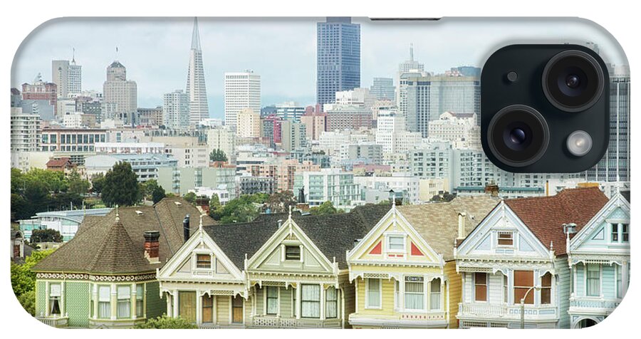 San Francisco iPhone Case featuring the photograph Victorian Houses And San Francisco by Elisabeth Pollaert Smith