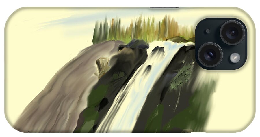 Waterfall iPhone Case featuring the digital art View Below the Falls by Joel Deutsch