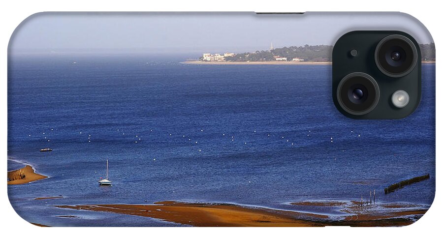 Ip_70113556 iPhone Case featuring the photograph View From The Lighthouse In Cap Ferret To The Bassin Darcachon And Arcachon, Dept Gironde, France by Brigitte Merz