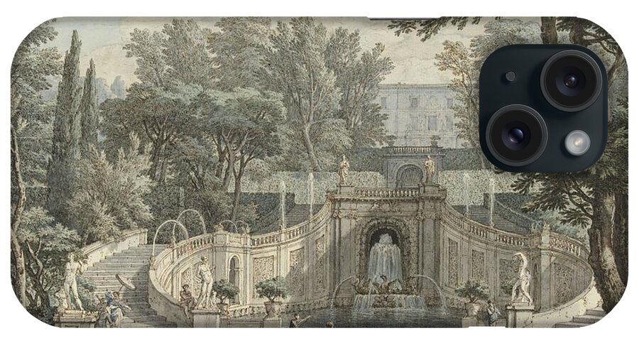 Brush iPhone Case featuring the painting View of the Garden of Villa d'Este in Tivoli. Gezicht in de tuin van de Villa d'Este in Tivoli. D... by Isaac de Moucheron