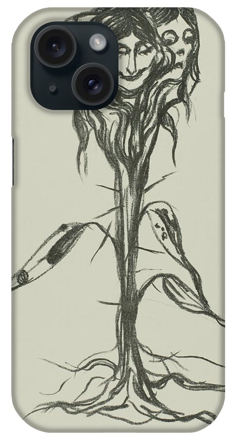 19th Century Art iPhone Case featuring the relief Vignette - Amaryllis by Edvard Munch