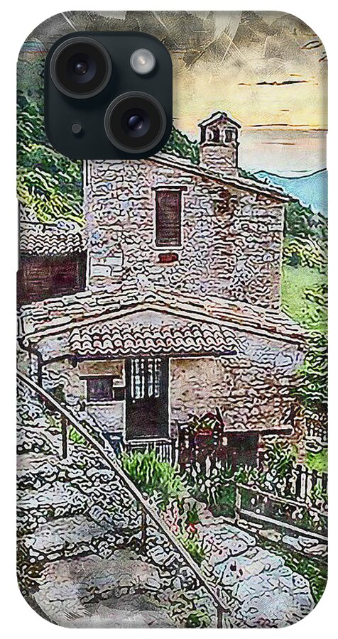 Tuscany iPhone Case featuring the painting Villages of Tuscany - 01 by AM FineArtPrints