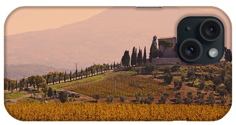 Scenics iPhone Case featuring the photograph Vineyard Castle In Tuscany by Rolphus