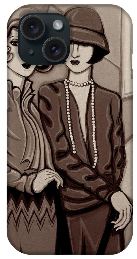 Flappers iPhone Case featuring the painting Violet and Rose in Sepia Tone by Tara Hutton