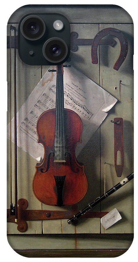 Trompe L'oeil iPhone Case featuring the painting Violin & Music by William Michael Harnett