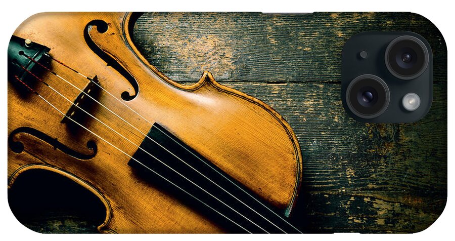 Violin iPhone Case featuring the photograph Violin on textured background by Jelena Jovanovic