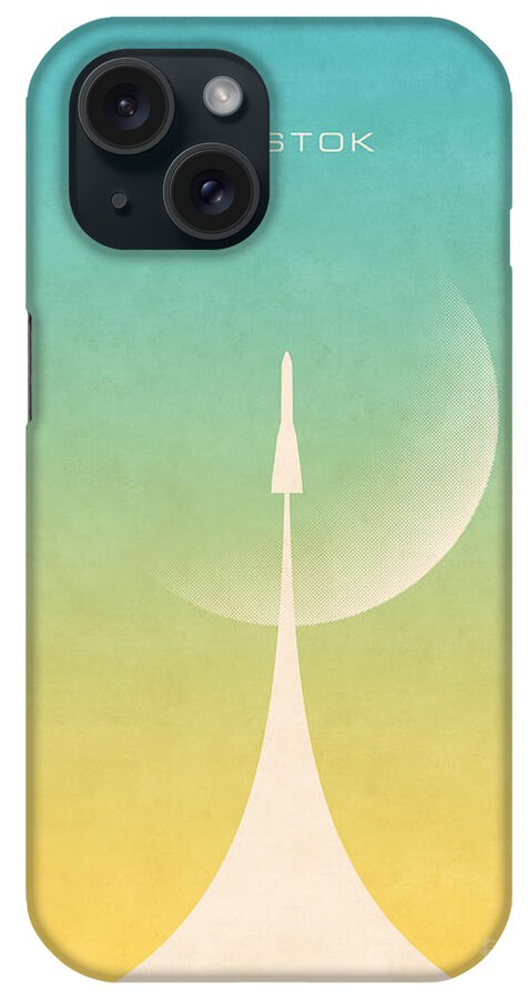 Vostok iPhone Case featuring the digital art Vostok Rocket - Moon Yellow by Organic Synthesis